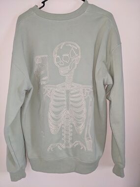 Women's Light Sage Graphic Skeleton Sweatshirt